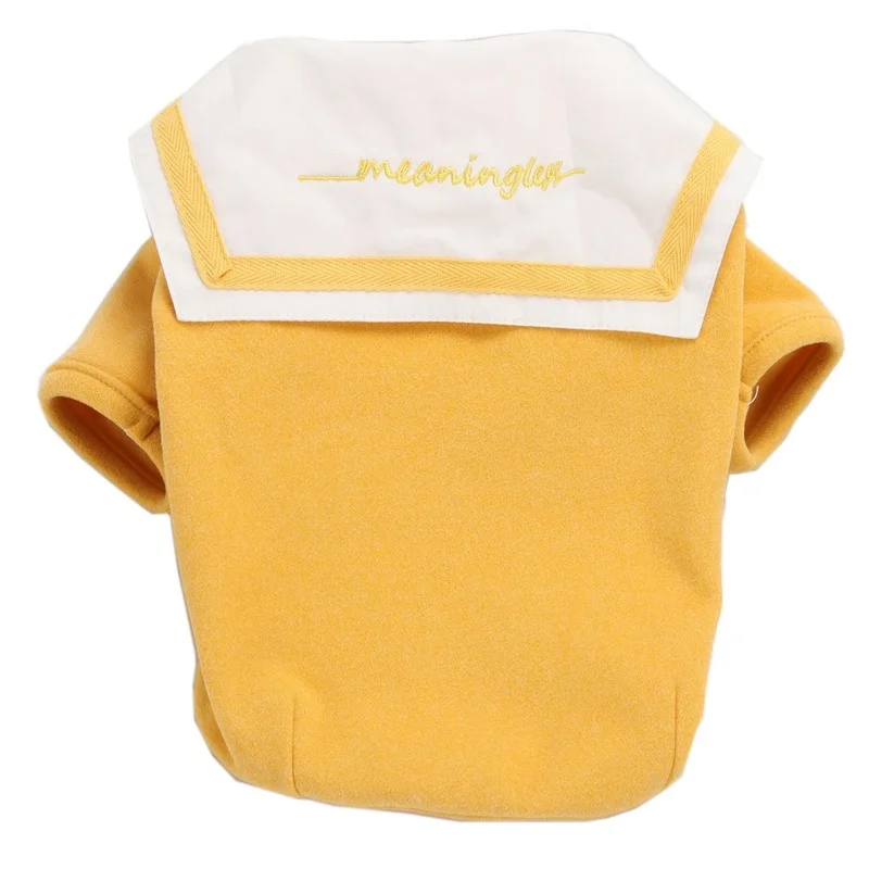 

Navy Collar Hoodie Pet Dog Clothes Cute Embroidery Letter Clothing Dogs Striped Super Lapel Costume Couples Warm Winter Chien
