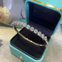 6 Carat D Color Moissanite Full Diamond Cuff Bracelet 925 Silver Classic Four Claw Round Bracelet Engagement Wedding Bracelet 1