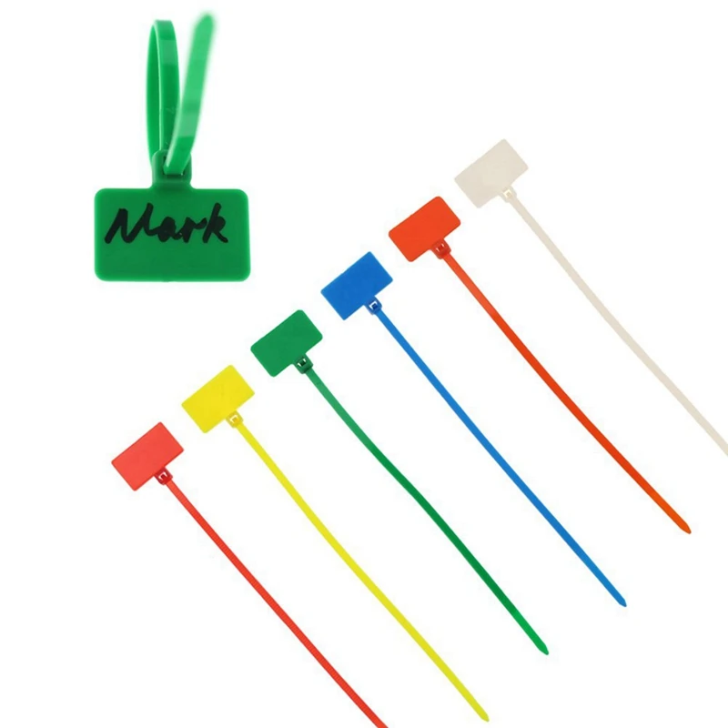 

750 Pcs 7Colors Nylon Cable Marker Ties Self-Locking Cord Write On Ethernet Wire Zip Mark Tags Nylon Power Marking Label