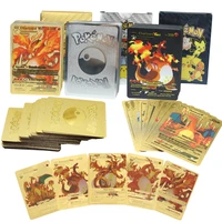 new pokemon energy cards metal gold vmax gx spanish english charizard pikachu battle trainer collection cards childen toys gift