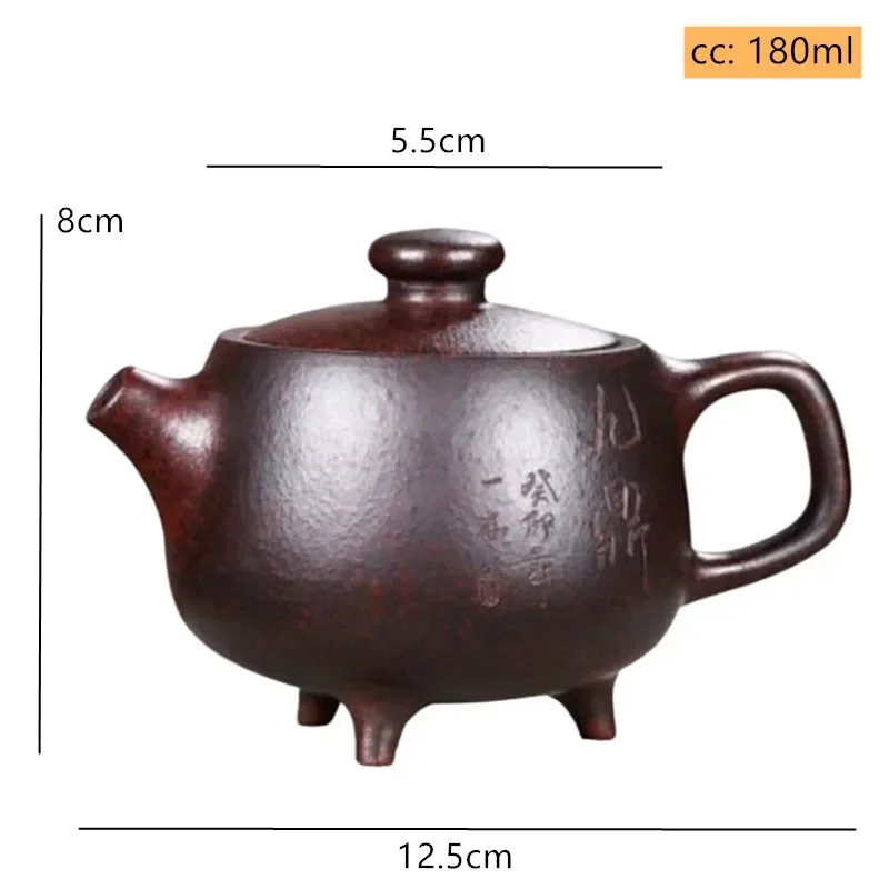 

Оригинальный чайник из исинской фиолетовой глины, 180 мл, чайник из сырой руды, пурпурной грязи с тремя ногами, чайник Jiuding, домашний фильтр, чайный инфузор, чайный набор на заказ