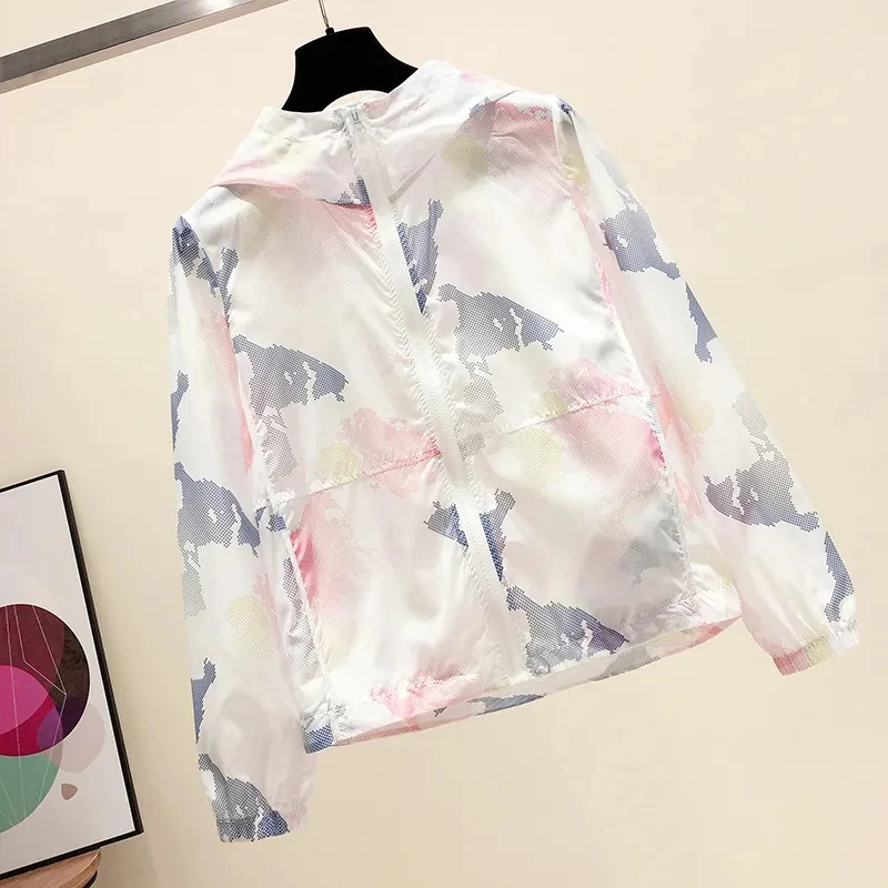 

2022 Summer Woman Clothes Sunscreen Hooded Women's Summer Jacket Fashion Holiday Jackets Zip-Up Ultraviolet-Proof Thin Coat