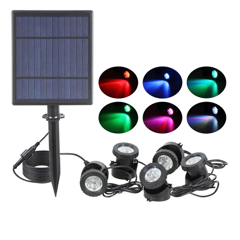 

Solar Powered Underwater Light Multicolor Submersible Pond Spotlights Waterproof Landscape Lamp for Outdoor Garden Pool Decor