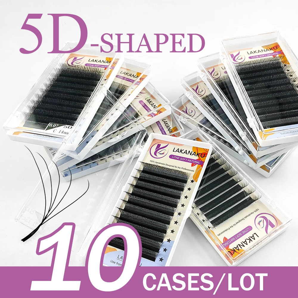 

10 шт./лот 5D W ресницы в форме клевера удлинители ресниц с длинным стержнем пушистые D завитки объем ресниц W
