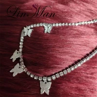 silver plated metal butterfly necklace suitable for women sparkling zircon earmuffs fashion jewelry