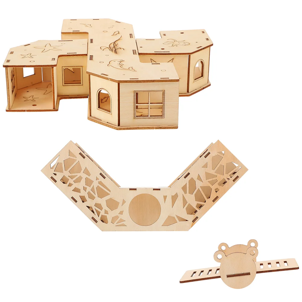 

Hamster Tunnel Toy Sport Toys Hamster Hut Small Animals Hamster Maze Tunnel Wooden Small Animal Tube Hamster Playhouse