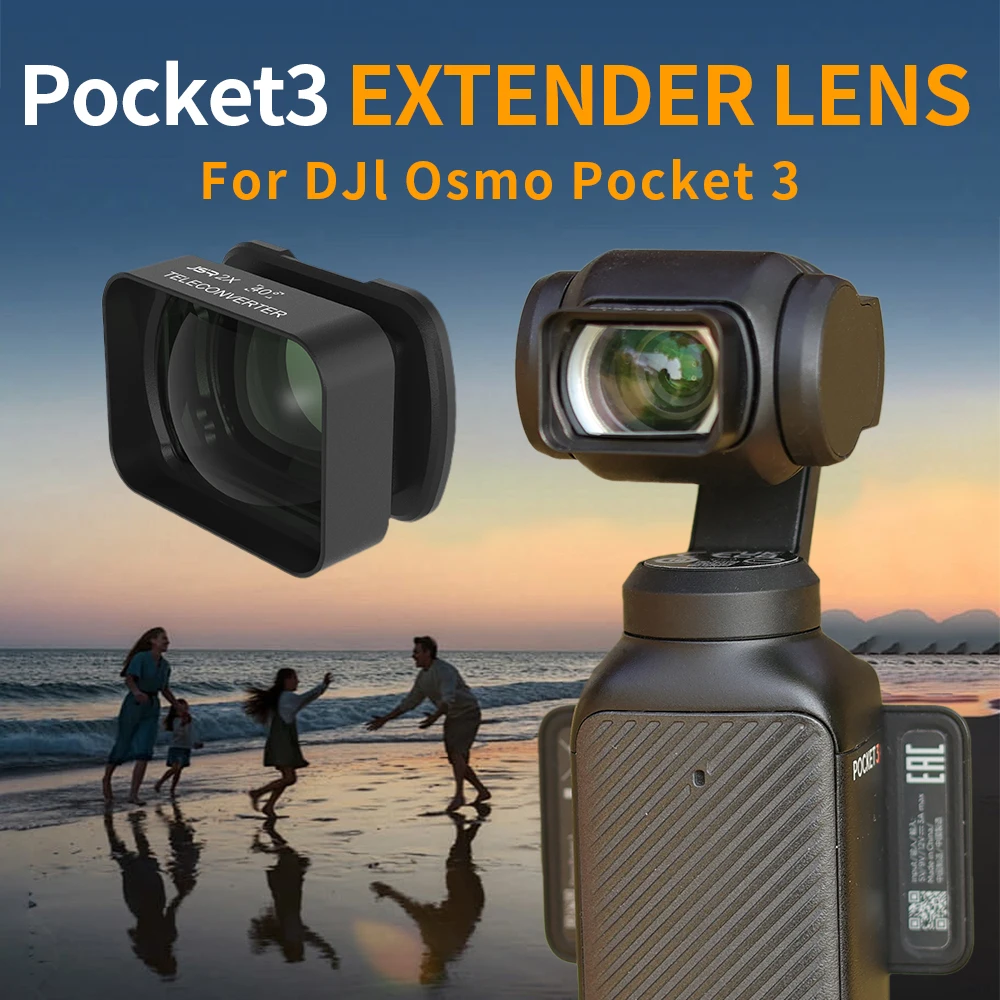 Фото Подходит для DJI Pocket3, 2x мультипликаторных линз со стандартным объективом с фиксированным фокусом и аксессуарами для профессиональной фотографии. №1