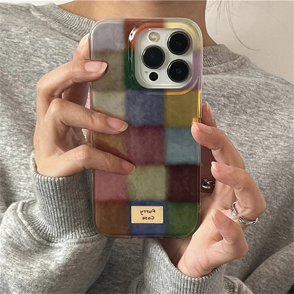 Милый клетчатый чехол Dopamine Color Block Match для Oppo A3x A3 A60 A79 A78 A98 A58 A38 A57 A76 A71 A94 A16 A15 A93 A31 4G 5G Cover (art.: 3920cb323cd2e) - 3920cb323cd2e