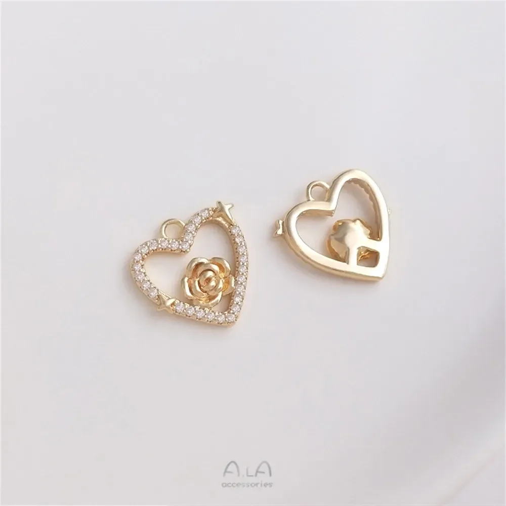 14 К позолоченное квадратное круглое сердце с цирконием геометрическая коробка