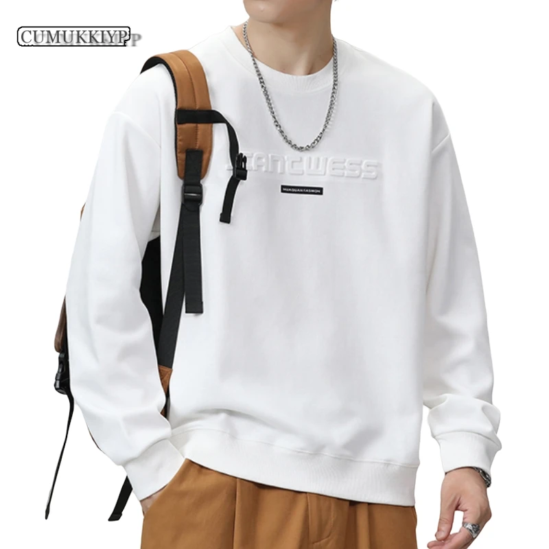 Толстовка мужская с длинным рукавом пуловер оверсайз круглым вырезом