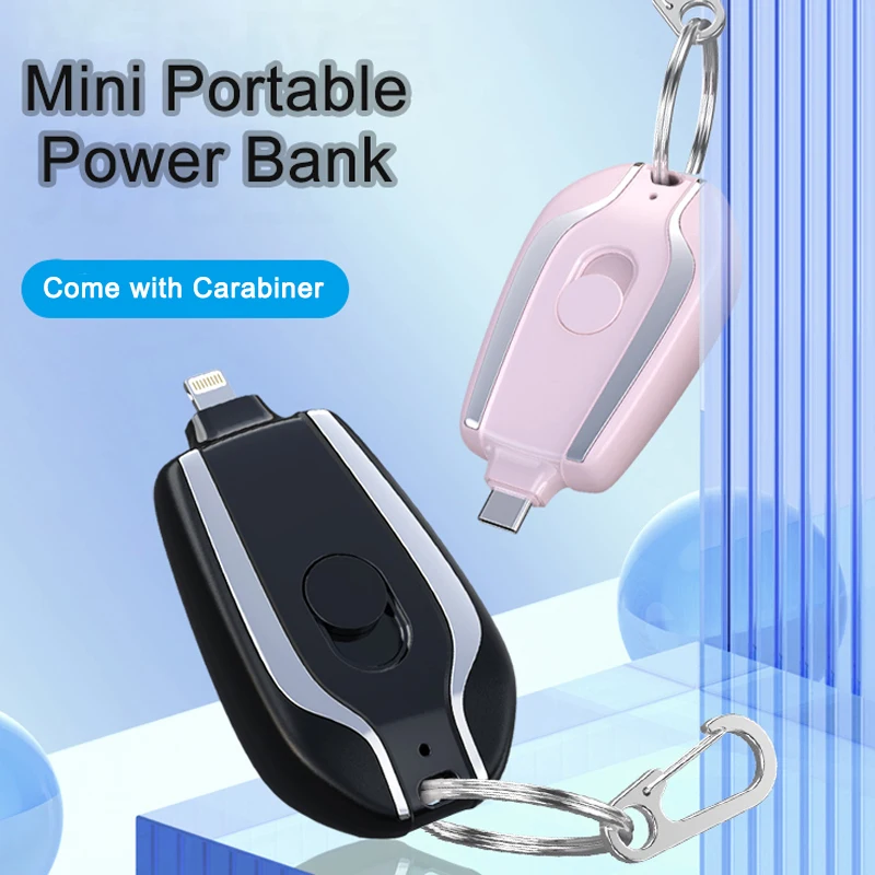 Portable Power Bank Come With Carabiner 1500mAh Mini Battery Charger For iPhone iPad Samsung Compact And Small Power Bank