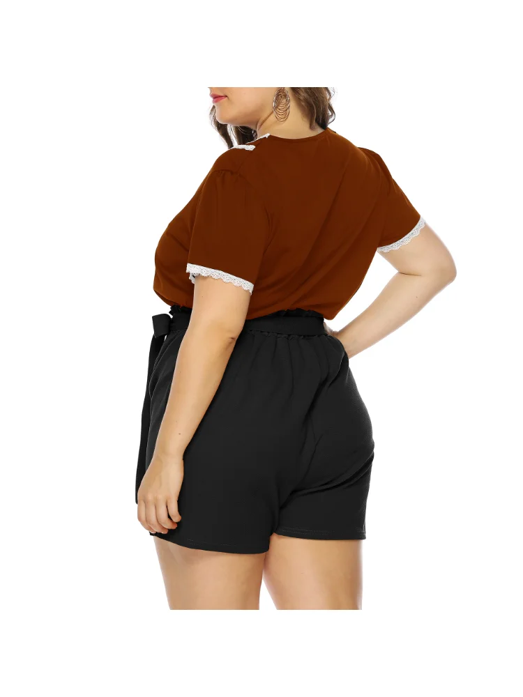 Wide leg pants women's straight leg pants tie bow casual pants shorts roupa plus size feminino short