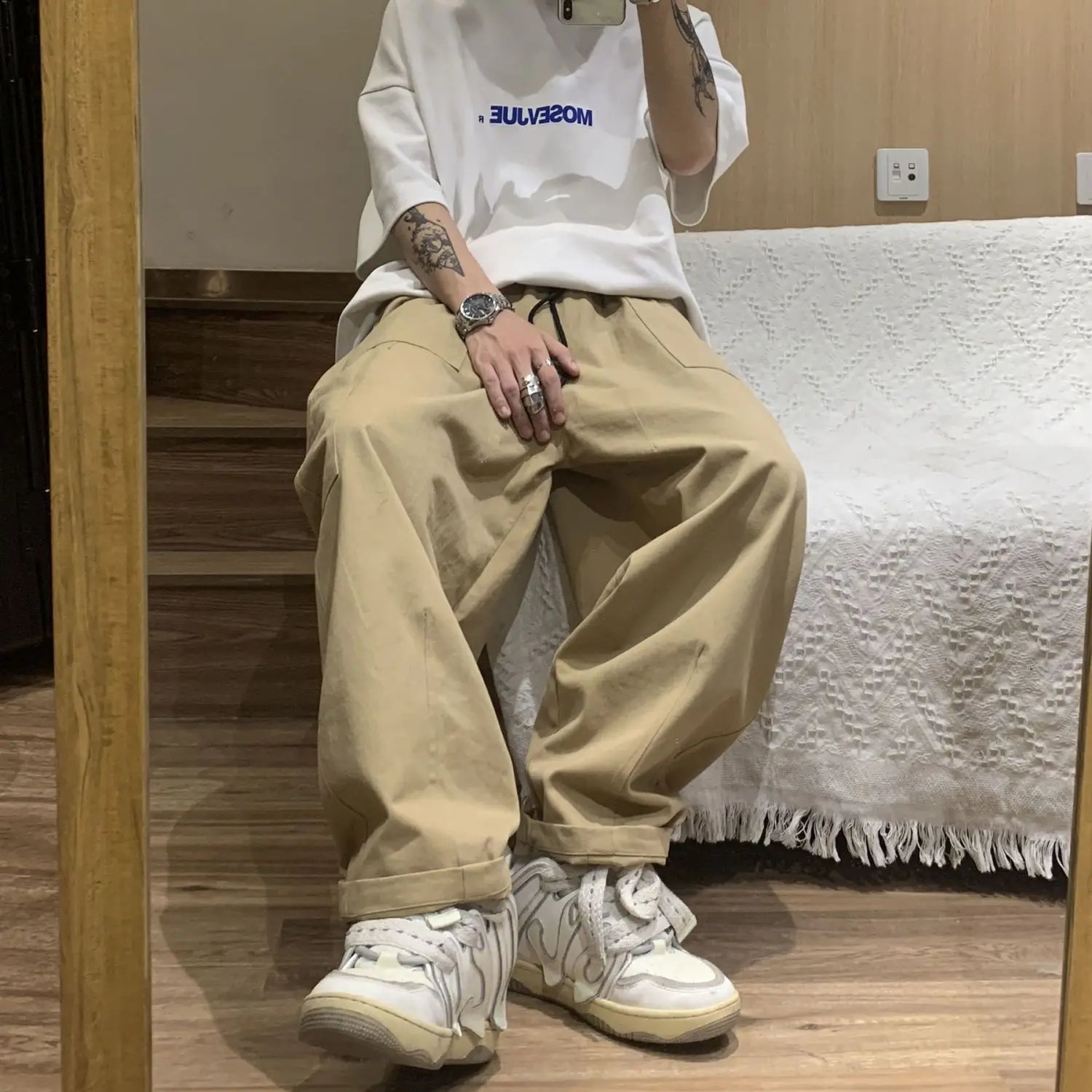 

Japanese Retro Pants Men's High Street Cargo Pants Men Loose Straight Casual Pants Autumn Casual Pants Joggers Men Pants