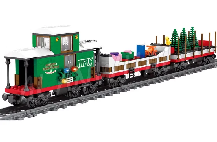 592 шт. креативный зимний праздник зеленый грузовой подарок поезд снежная санка