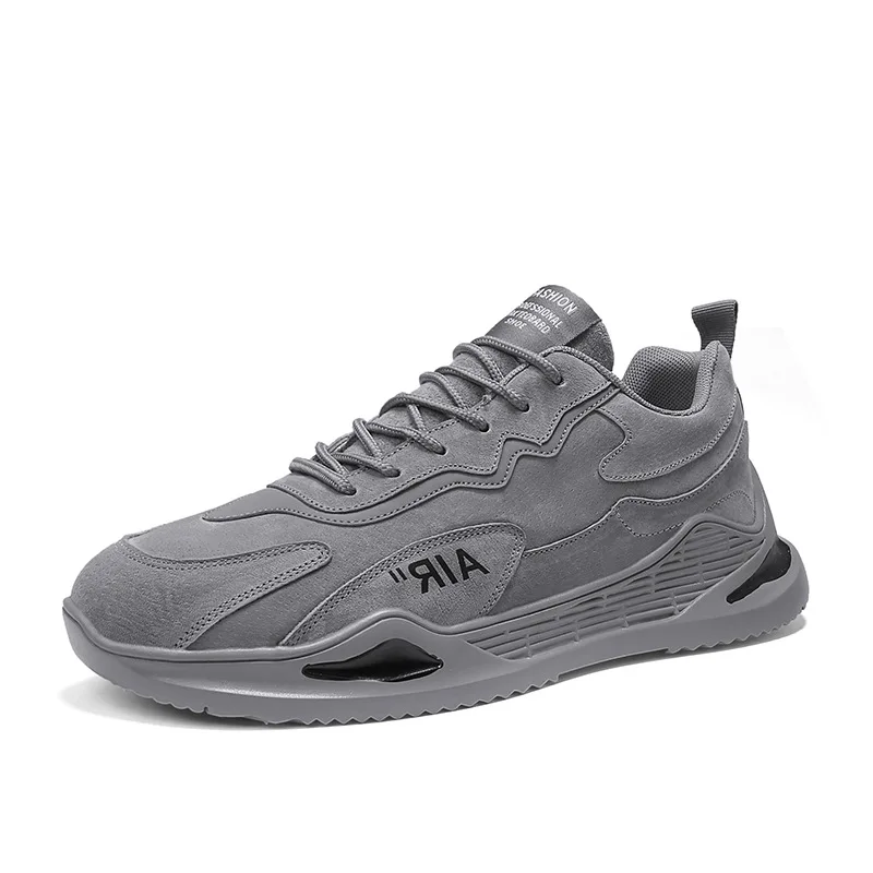 2021 Men Casual Sports Shoes Breathable Comfortable Mesh Lightweight Suede Shoes Men Fashion Simple Lace-up Sneakers