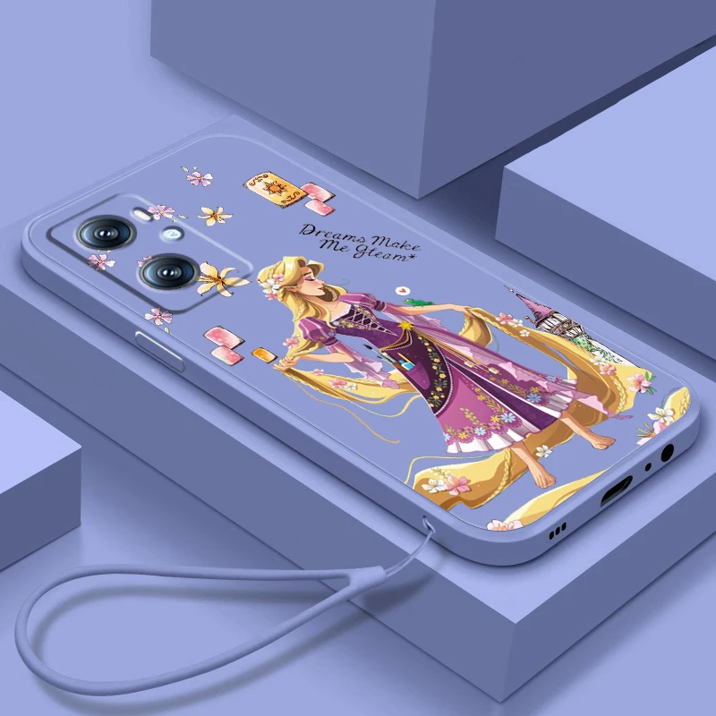 

Phone Case For OPPO Find X6 X5 X3 Lite A96 A94 A93 A77 A76 A74 A72 A57 A53S A16 5G Princess Rapunzel Disney Girl Liquid Rope