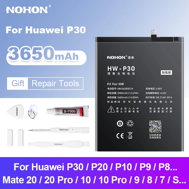 

NOHON Phone Battery for Huawei P30 Pro P20 P10 P9 P8 Lite Mate 30 20 10 9 8 7 S Nova 6 Bateria for Honor V30 V9 10 9 8 Batteries