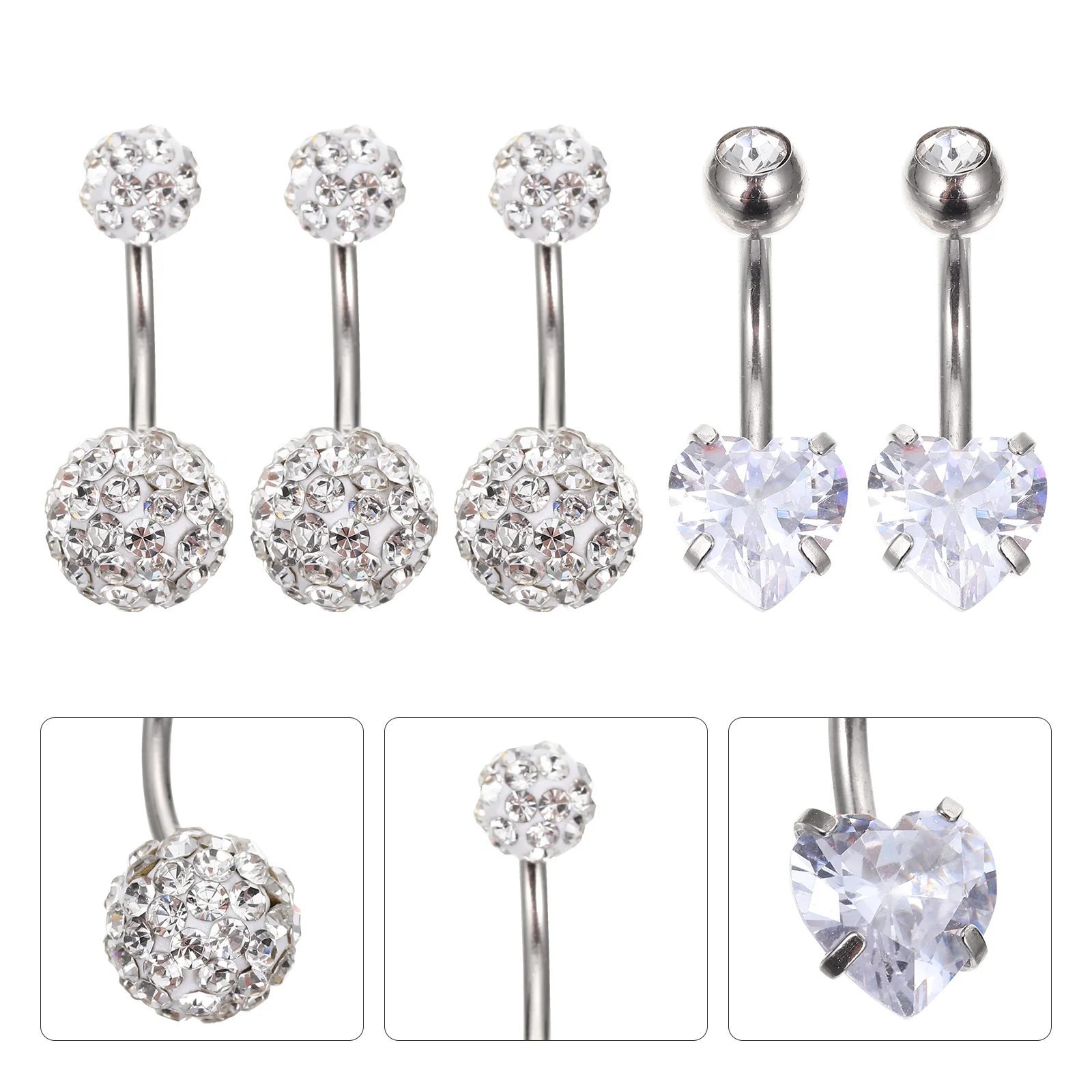 

5pcs Exquisite Button Rings Body Jewelry Delicate Body Nails (White)
