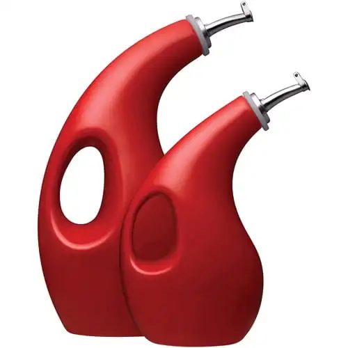 

Ceramic EVOO Oil and Vinegar Bottle Set, Red