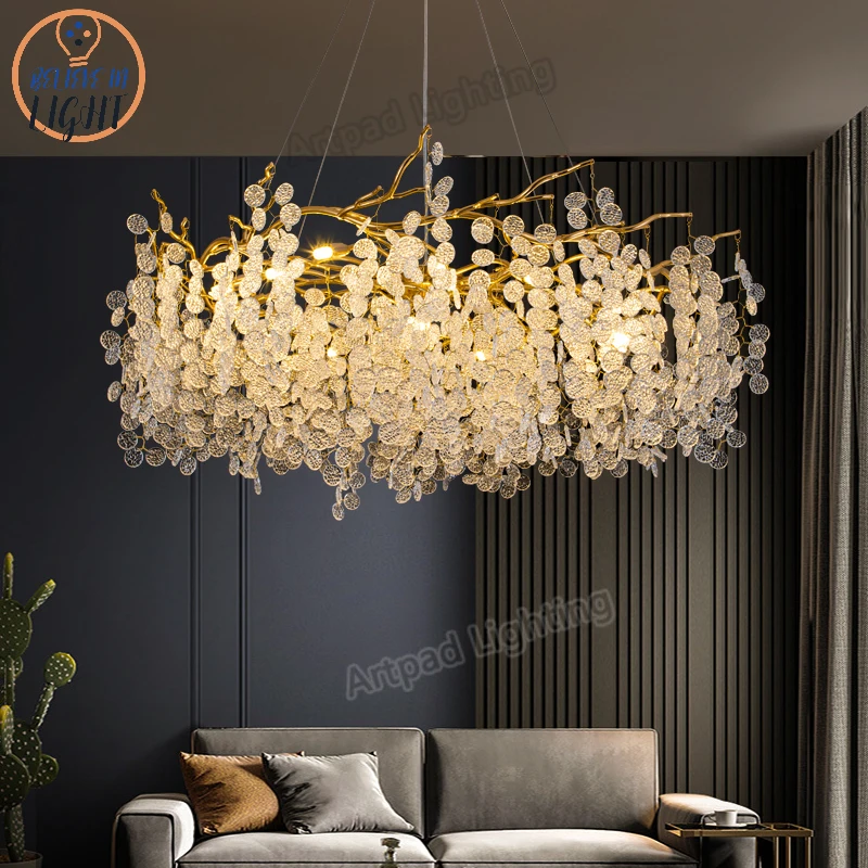 

American Luxury Crystal Chandelier Large Lighting Led Indoor Home Decor Chandelier for Living Room Bedroom Chandeliers Modern