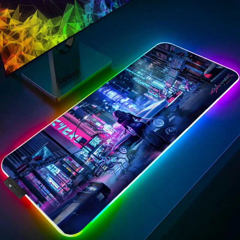 

Большой коврик для мыши RGB XXL, игровой коврик для мыши со светодиодной подсветкой, компьютерный коврик для мыши в стиле интернет-аниме, больш...
