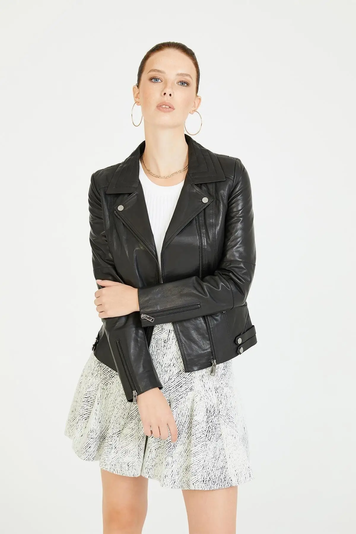 Black genuine leather coats women genuine sheepskin jackets spring autumn clothing fashion new season products sports street clothing