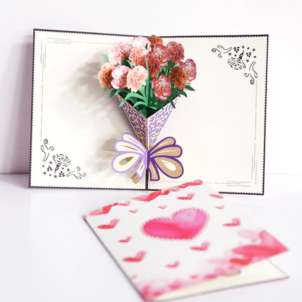 

Greeting Card Handmade 3D Bouquet Flower Card Blessing Decoration Birthday Mother's Day Gift