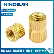 NINDEJIN 10-50pcs brass insert nut m2 m2.5 m3 m4 m5 m6 knurled threaded insert nut for 3D print