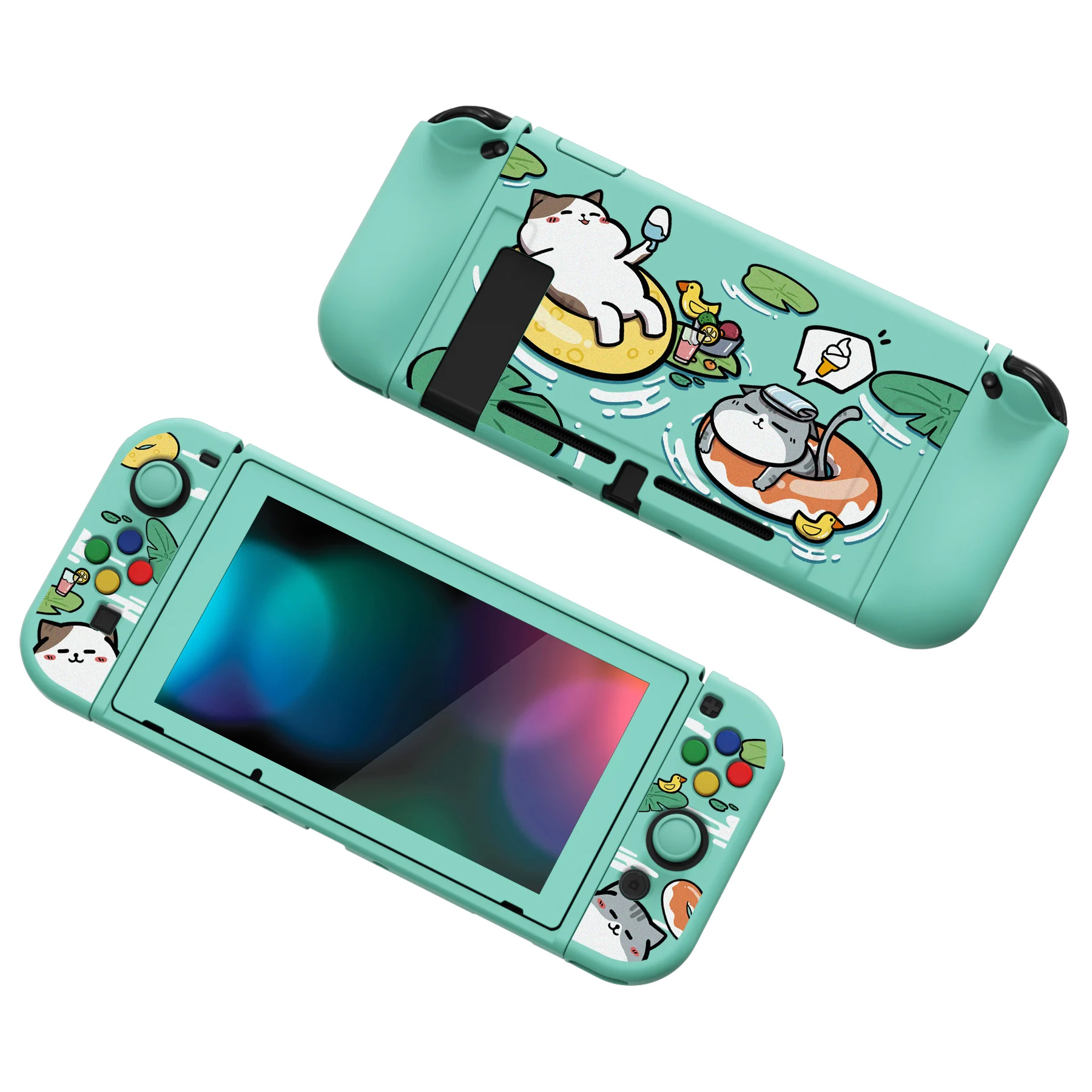 

PlayVital ZealProtect Soft Protective Case for Switch with Thumb Grips& Direction Button Caps & Tempered Glass Screen Protector