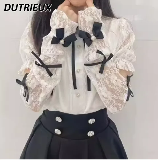 Рубашка в японском стиле женская летняя новая рубашка Милая с кружевными