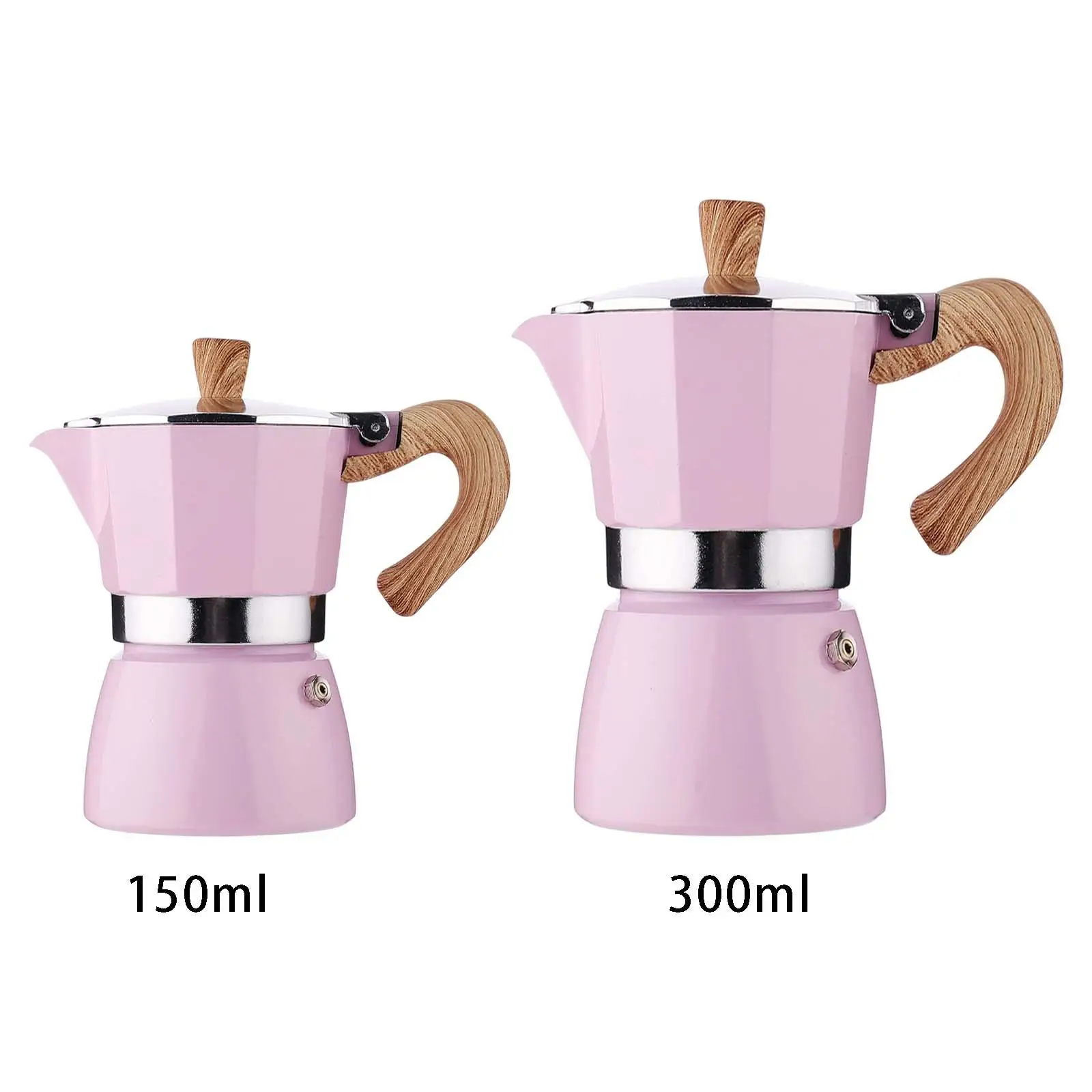 

Кофейник из алюминиевого сплава Moka Pot, розовый восьмиугольный для путешествий