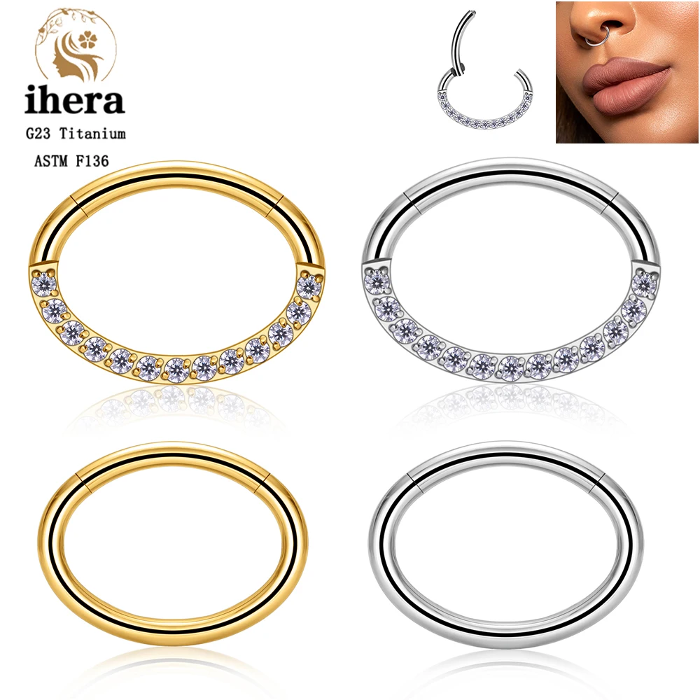 

1/10PCS F136 G23 Titanium Piercing Oval Septum Nose Rings 16G CZ Hinged Segment Earring Hoop Ear Tragus Cartilage Helix Jewelry