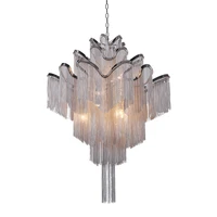fashional silver led pendant light chain stair lamp engineering design luxury chain aluminum pendant lamp for living room