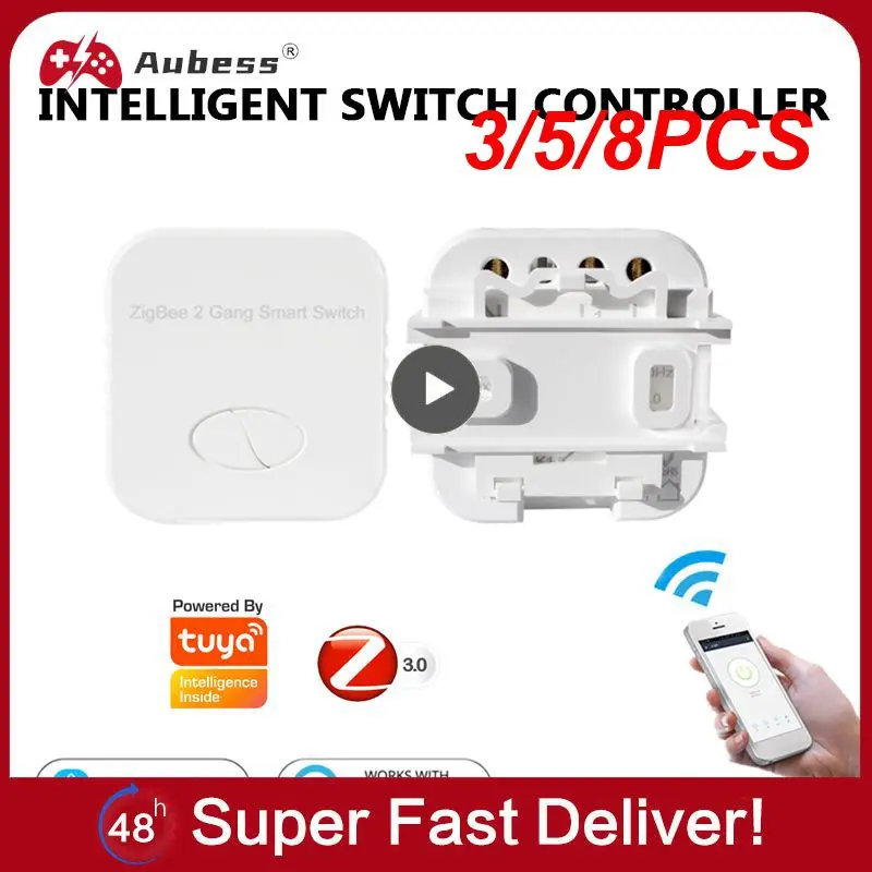

Релейный модуль Zigbee 3,0, 3/5/8 шт., работает с Alexa Google Home, умный выключатель, 2-клавишный пульт дистанционного управления, переключатели Tuya для умного дома