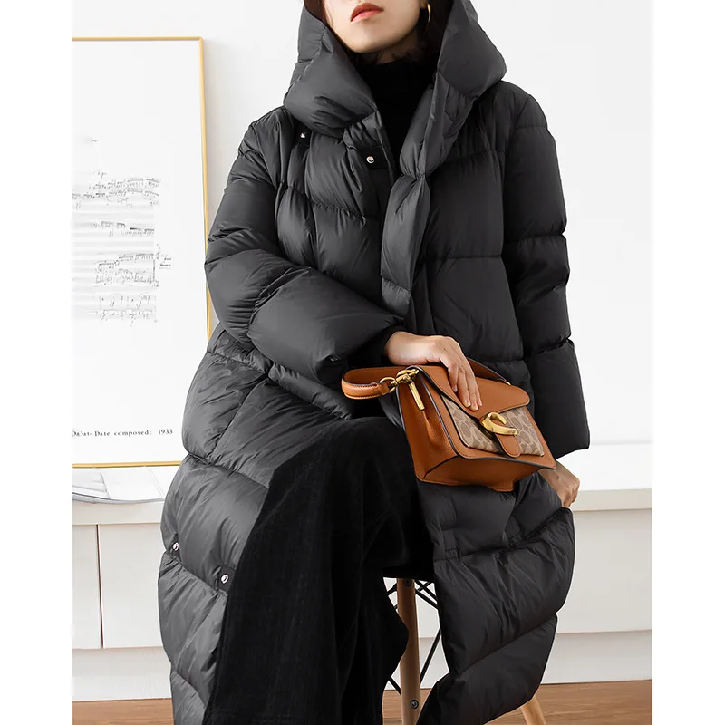 2022 Fashion women Down Jacket Long Winter Oversized Warm Thick Casual Coat Female High Street Bat Sleeve Large Size Down Parkas