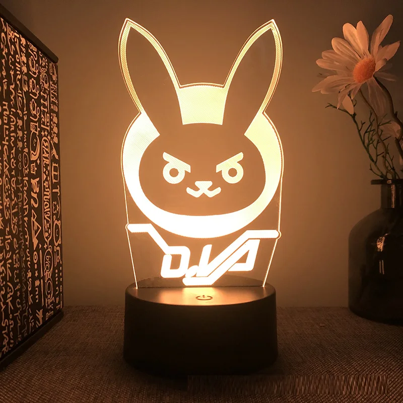 3d-светодиодная лампа в виде героев игр Overwatch OW DVA ночник для спальни фигурка