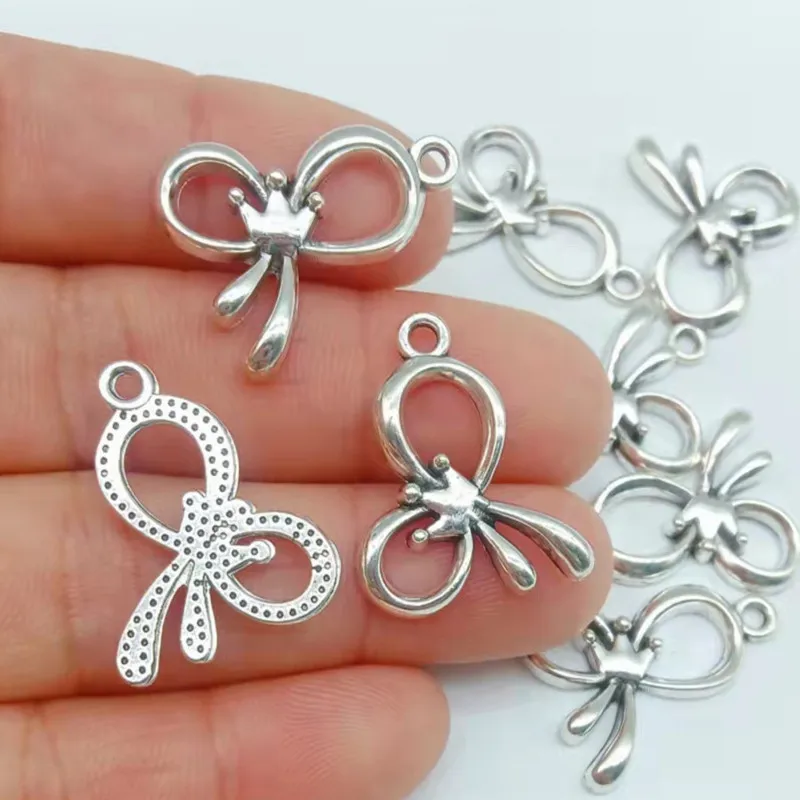 

12pcs 23x12mm Antique Silver Color Bow Crown charms Pendant Tie Pendant For Jewelry Making