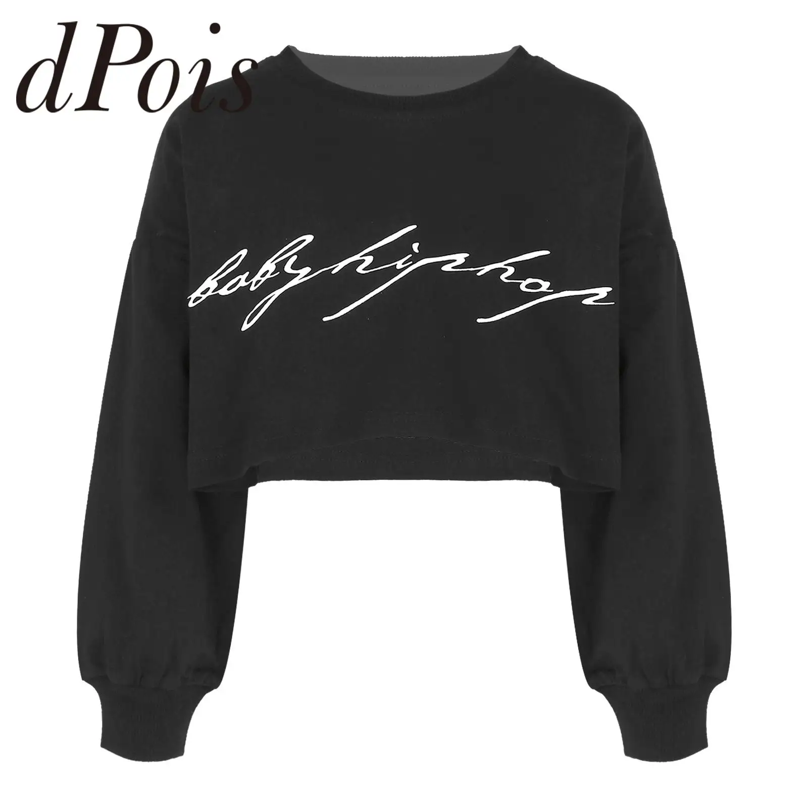 

Детский свитер с длинными рукавами для девочек; Пуловер с буквенным принтом; Спортивные топы для занятий гимнастикой; Детская одежда в стиле хип-хоп; Костюм для джаза и танцев