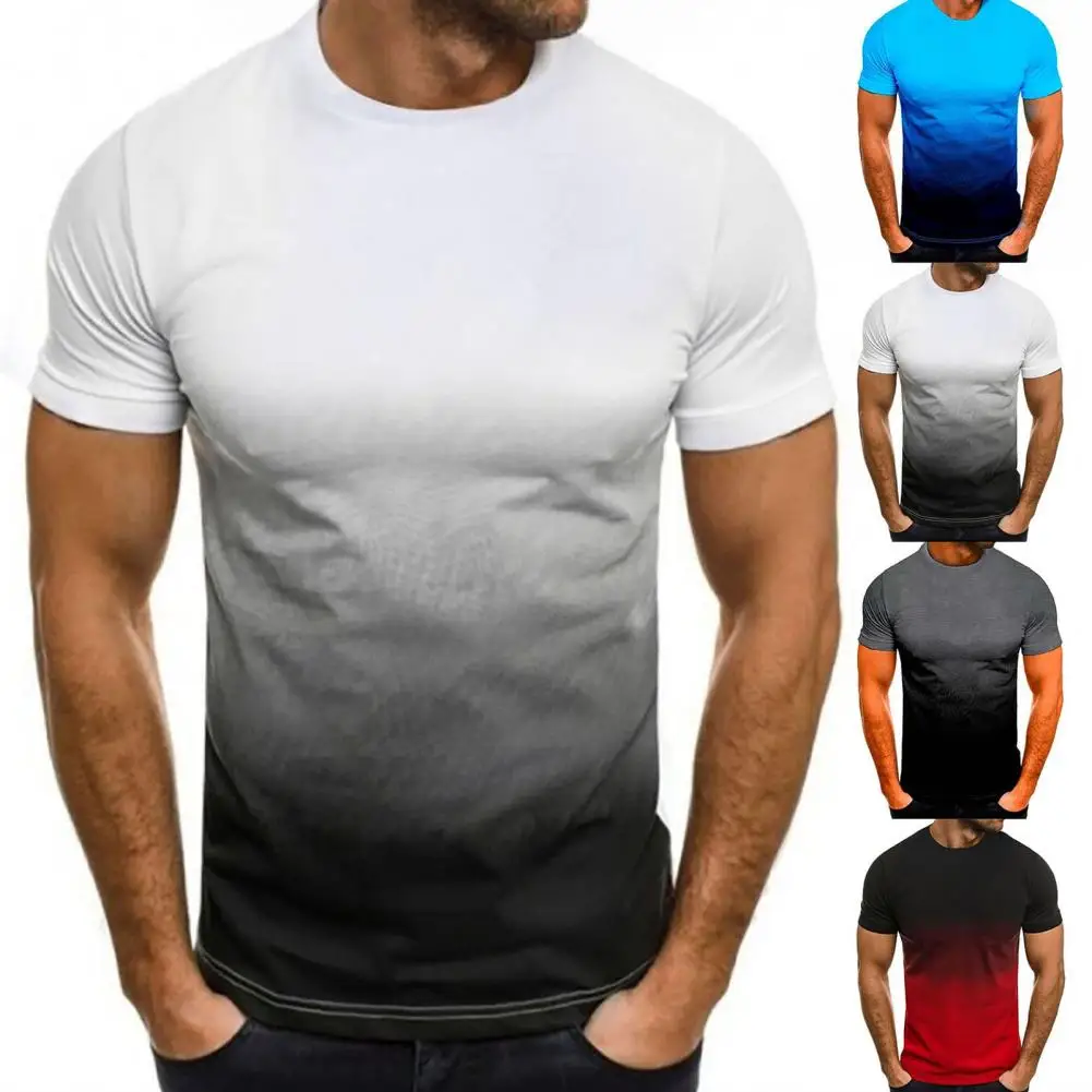 

Round Necks Great Anti-pilling Men Top O Neck Summer T-shirt Contrast Color for Work