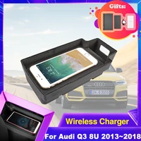 car wireless charging pad for audi q3 8u 20132018 armrest storage box phone holder fast charger plate tray accessorie 2014 2015