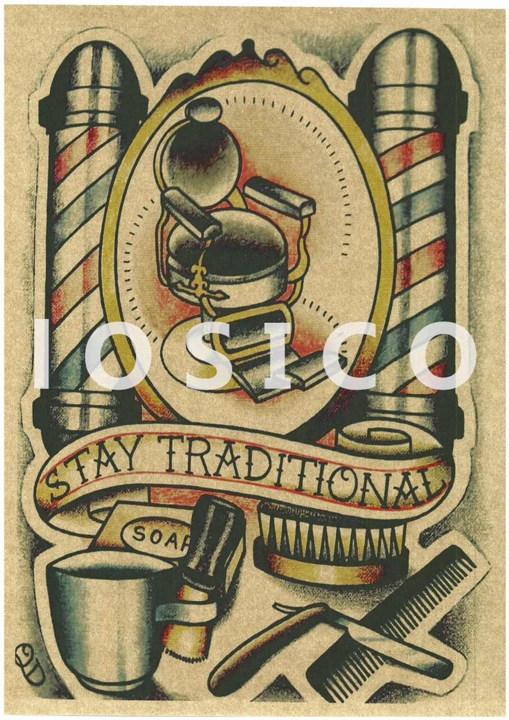 

Haircut and shaving Tattoo Design Poster HD Print Painting Retro Kraft Paper Wall Sticker Vintage Wall Art Barber Shop Decor A1