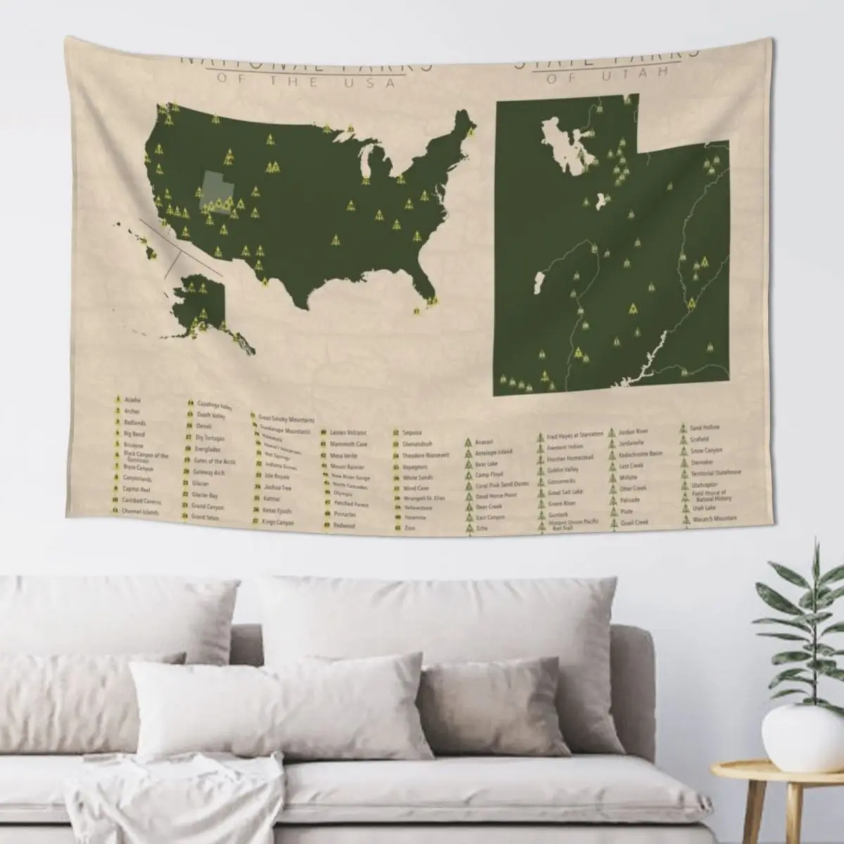 Национальные парки США - гобелен Юты Эстетический декор комнаты Настенные