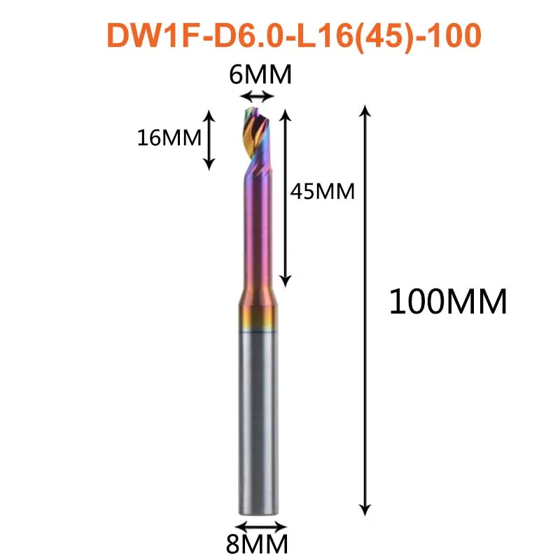 Dreanique 1 шт., однофлейтовая концевая фреза с DLC покрытием, алюминиевая фреза, режущий инструмент для двери/окна, обрабатывающий профиль DW1F