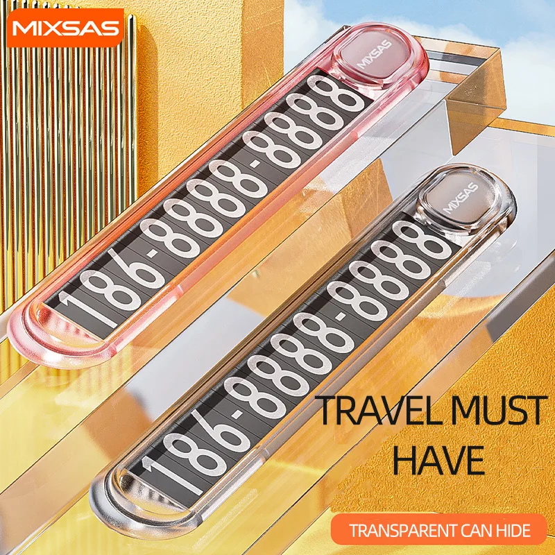 

MIXSAS Car Phone Number Temporary Parking Card 284 Can Hidden Switch Auto Stop Plates Stickers Accessories Multiple Combination