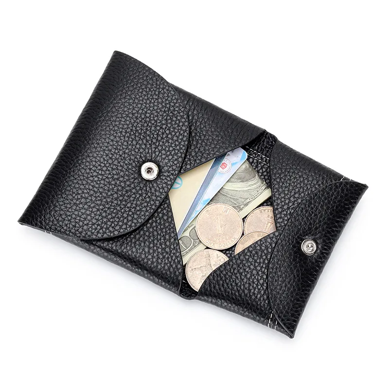 Genuine Leather Coin Purse for Women and Men Luxury Design Fold Credit Card Bag Brand Solid Money Bag Change Pouch Mini Wallet