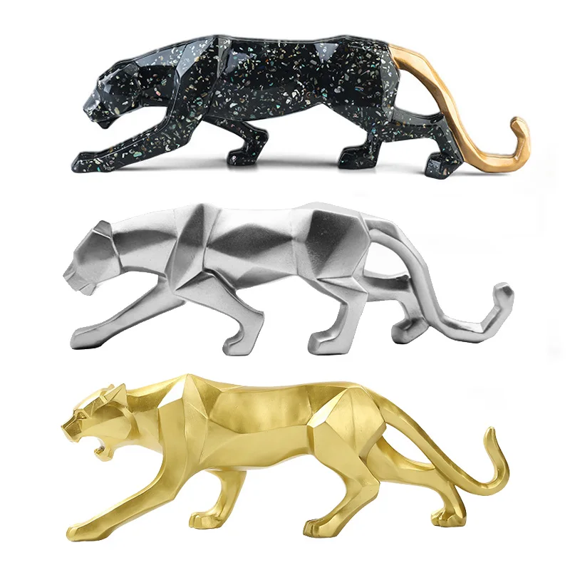 

Panther Statue Leopard Sculpture Animal Figurine Modern Home Decoration Statue Abstract Resin Art Living Room Decor Crafts Gift
