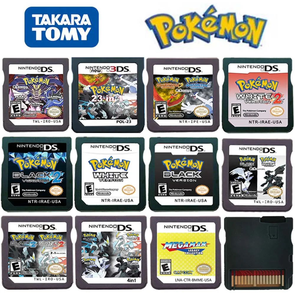 

Игровая карта Pokemon DS 3DS NDSi NDS Lite 23 в 1 с золотым сердцем Gintama/красивая черная белая карточная консоль на английском языке американская версия