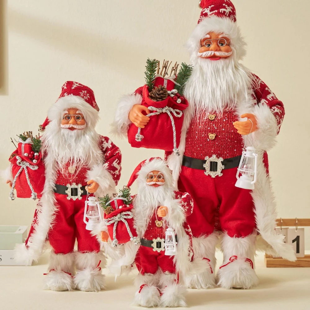 

12/18IN Large Santa Claus Merry Christmas Decorations for Home Happy New Year 2023 Fabric Knitting Clothes Doll Window Decor