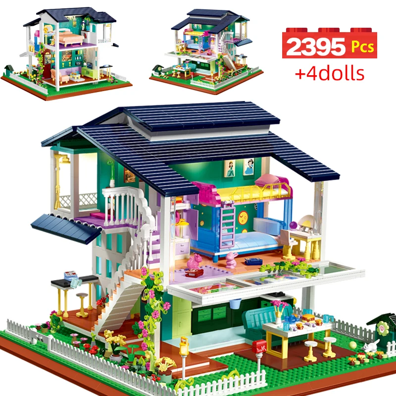 

2395pcs City Mini Double Layer Sunshine Villa Building Blocks Street View House Figures Friends Bricks Toys for Children Gift