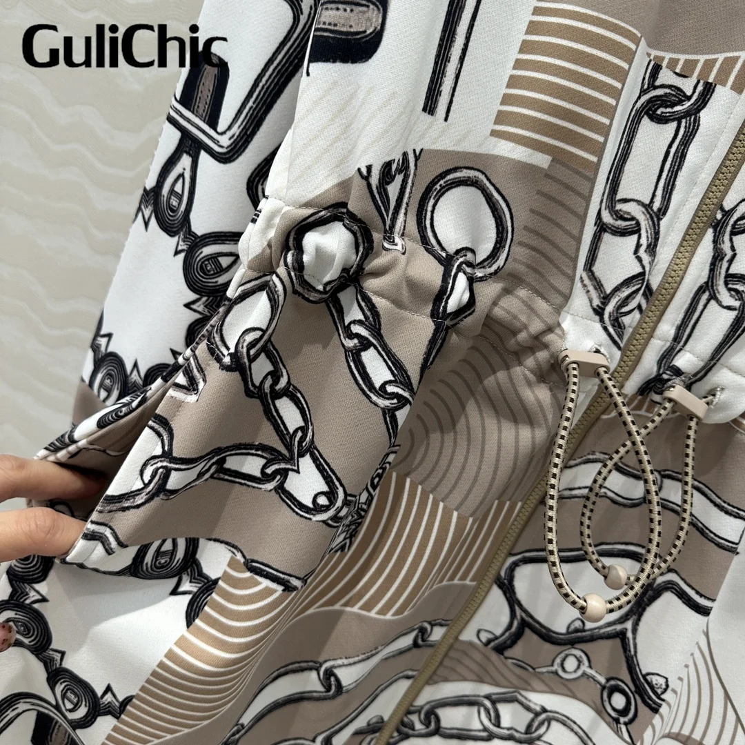 10.21 GuliChic женское спортивное платье с цепочкой и принтом воротник-стойка двойная